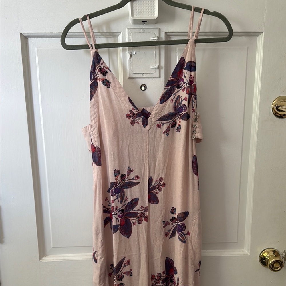 Free Peoplw Blush and Purple Floral Midi jumpsuit